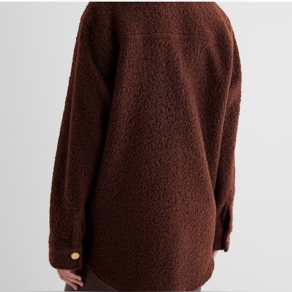 Express Dark Brown Teddy Jacket with Gold Buttons - Picture 5 of 11